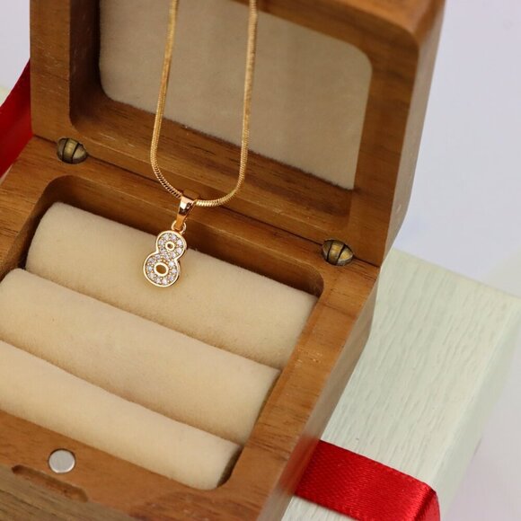 "Rose Gold Number 8 Pendant with Crystals – 18K Gold Plated Charm, XPPT1348 - Picture 10 of 13